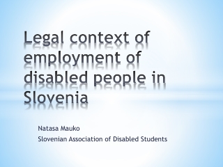 Legal context of employment of disabled people in Slovenia