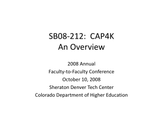 SB08-212:  CAP4K An Overview