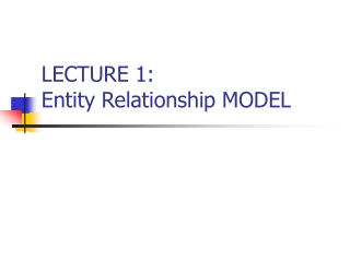 LECTURE 1:  Entity Relationship MODEL