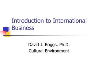 Introduction to International Business