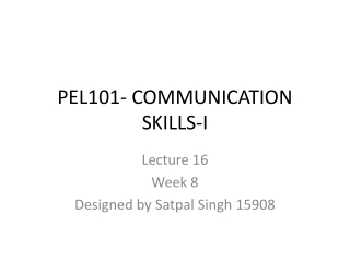 PEL101- COMMUNICATION SKILLS-I