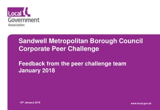 Sandwell Metropolitan Borough Council Corporate Peer Challenge