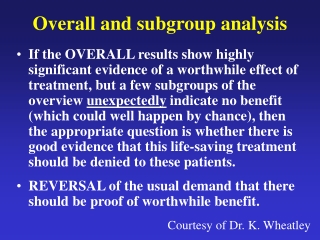 Overall and subgroup analysis