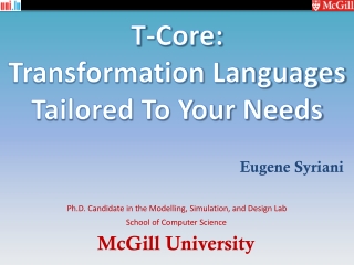 T-Core: Transformation Languages Tailored To Your Needs
