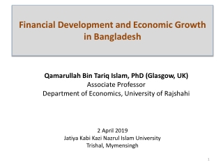 Financial Development and Economic Growth  in Bangladesh