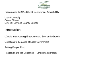 Presentation to 2014 ICLRD Conference, Armagh City Liam Conneally Senior Planner