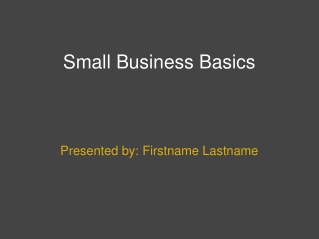 Small Business Basics