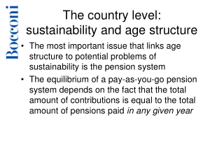 The country level: sustainability and age structure