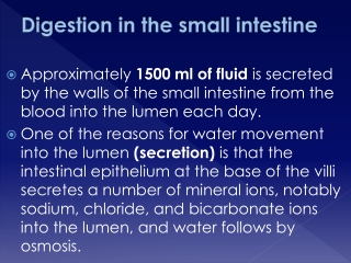 Digestion in the small intestine