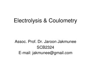 Electrolysis &amp; Coulometry