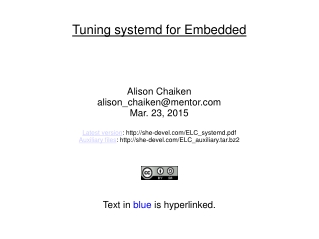 Tuning systemd for Embedded