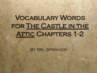 Vocabulary Words for  The Castle in the Attic  Chapters 1-2