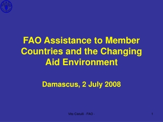 FAO Assistance to Member Countries and the Changing Aid Environment