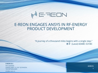 E-REON ENGAGES ANSYS IN RF-ENERGY PRODUCT DEVELOPMENT