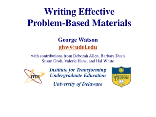 Writing Effective  Problem-Based Materials