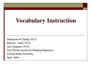 Vocabulary Instruction