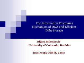 The Information Processing Mechanism of DNA and Efficient DNA Storage