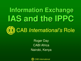 Information Exchange  IAS and the IPPC