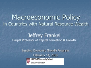 Macroeconomic Policy  in Countries with Natural Resource Wealth