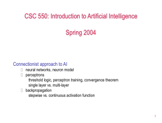 CSC 550: Introduction to Artificial Intelligence Spring 2004