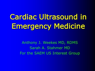 Cardiac Ultrasound in  Emergency Medicine