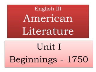 English III American Literature