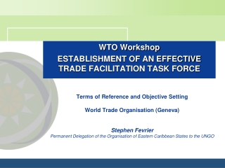 WTO Workshop ESTABLISHMENT OF AN EFFECTIVE TRADE FACILITATION TASK FORCE