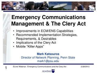 Emergency Communications Management &amp; The Clery Act