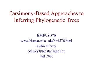 Parsimony-Based Approaches to Inferring Phylogenetic Trees