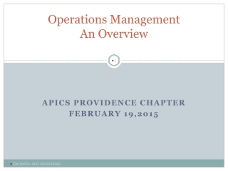 Operations Management An Overview