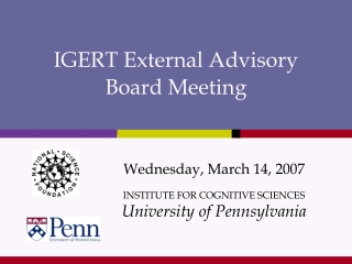 IGERT External Advisory  Board Meeting