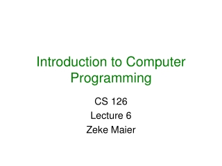 Introduction to Computer Programming