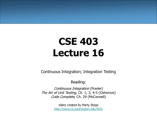 CSE 403 Lecture 16