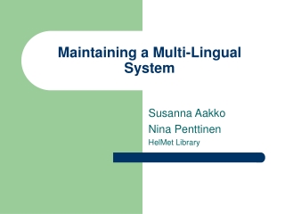 Maintaining a Multi-Lingual System