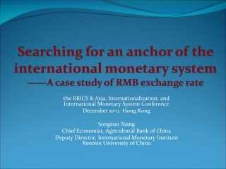 the BRICS &amp; Asia, Internationalization, and International Monetary System Conference