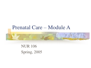 Prenatal Care – Module A