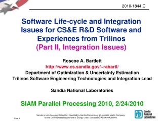 Roscoe A. Bartlett cs.sandia/~rabartl/