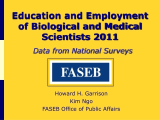 Education and Employment  of Biological and Medical Scientists 2011