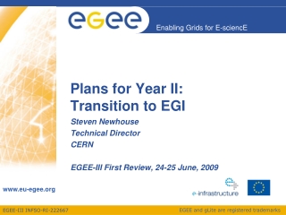 Plans for Year II: Transition to EGI