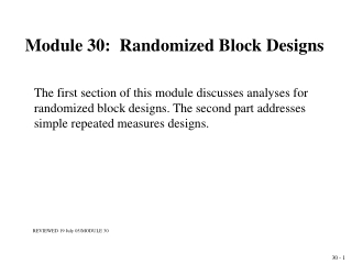 Module 30:  Randomized Block Designs