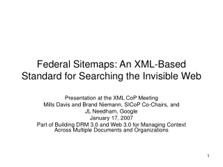 Federal Sitemaps: An XML-Based Standard for Searching the Invisible Web