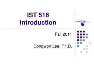 IST 516 Introduction