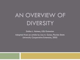 An Overview of Diversity