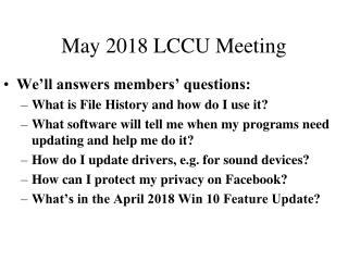 May 2018 LCCU Meeting