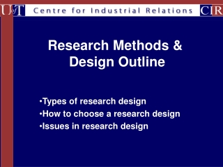 Research Methods &amp;  Design Outline