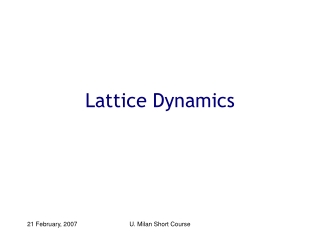 Lattice Dynamics