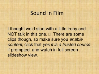 Sound in Film