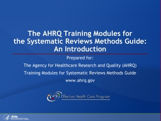 The AHRQ Training Modules for the Systematic Reviews Methods Guide: An Introduction