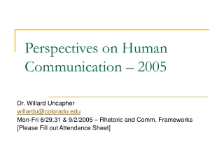 Perspectives on Human Communication – 2005