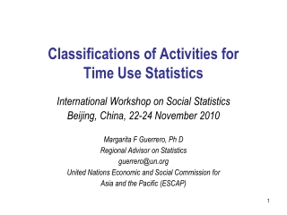 Classifications of Activities for Time Use Statistics